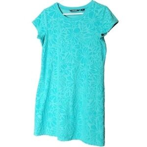 Lands' End Torquise Embossed Terry Cover Up Dress Size Large NWOT